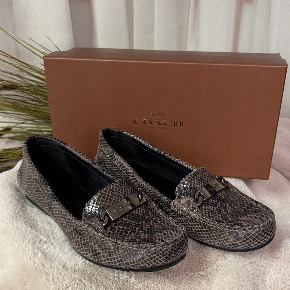 Coach Women's Olive Sand Printed Snake Loafers - Flint
